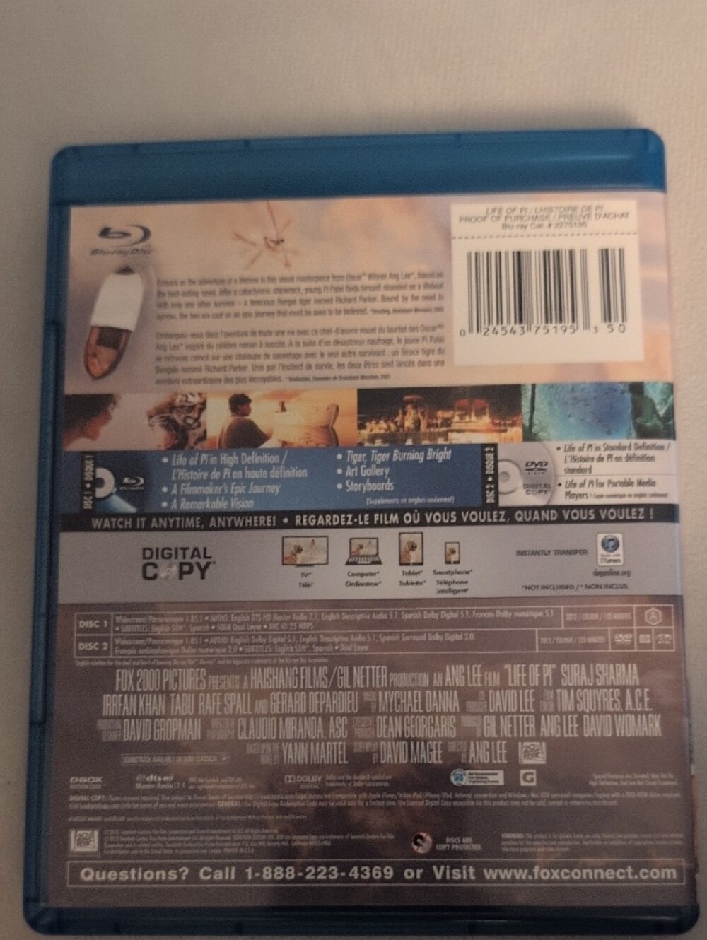 Life of Pi Blu-Ray + DVD Combo Pack (Ang Lee, Academy Award Winner) - Picture 5 of 6